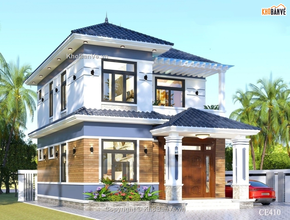 Biệt thự 2 tầng,Biệt thự mái nhật,biệt thự 2 tầng mái nhật